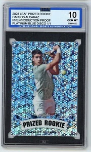2023 Foglia Pregiata PREPRODUZIONE PROOF BLUE DISCO Carlos Alcaraz RC #D 1/1 ISA 10 - Foto 1 di 1