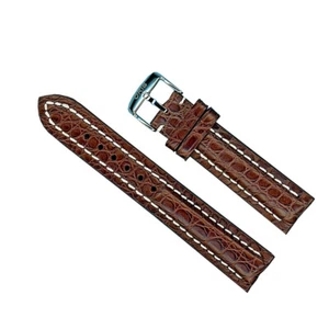 22mm BROWN GENUINE  ALLIGATOR MB STRAP LEATHER LINED & GENUINE STEEL ORIS BUCKLE - Picture 1 of 6