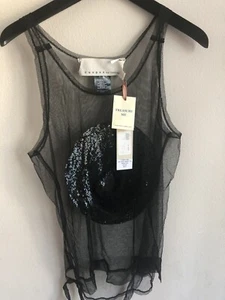 Neu mit Etikett Cooper by Trelise kleines schwarzes transparentes Damentop mit Pailletten Einzelhandel 330 $ - Bild 1 von 3