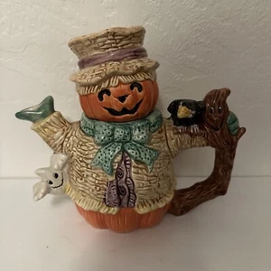 Fitz & Floyd Omnibus Sir Jack'O Lantern 32 oz Tea Pot 1995 Collectible Halloween - Picture 1 of 10