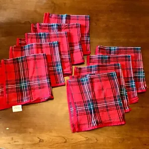 Juego de 9 servilletas de Navidad Williams Sonoma clásicas rojas tartán a cuadros en muy buena condición - Imagen 1 de 8