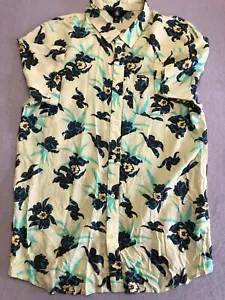 Volcom Button Up Shirt Mens Large Lime Green Tropical Floral Vacation Resort - Picture 1 of 4