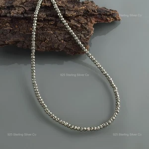 925 Sterling Silber Rondell Pyrit Edelstein Perlen Handarbeit Halskette Schmuck - Bild 1 von 8