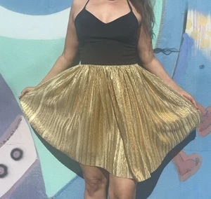 AMANDA UPRICHARD Black/Gold Sleeveless Mini Dress Size S Back Zip cocktail party - Picture 1 of 12