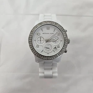 WOMENS MICHAEL KORS Runway White Dial Ceramic Strap with Glitz MK5188 - Imagen 1 de 14