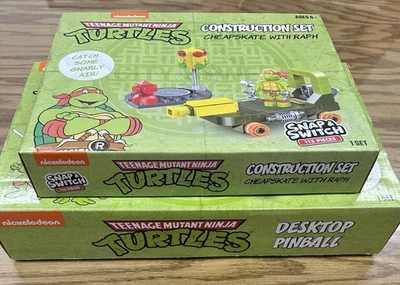 NEW Lot 2 TMNT Cheapskate Raph Construction Toy Figure Set & Desktop Pinball NIB - Image 1 of 4
