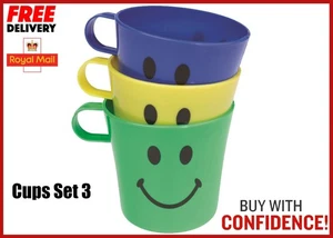 3x Chef Aid Kids Children Travel Party Garden Drink Plastic Cups Mugs Beaker Set - Picture 1 of 4