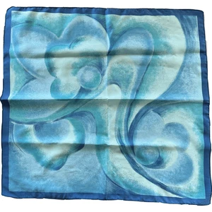 Pañuelo vintage azul flor gigante satinado sedoso cuadrado acuarela floral - Imagen 1 de 3
