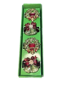 Set/4 anelli tovaglioli Burton e Burton ghirlande natalizie campane strass smalto - Foto 1 di 1