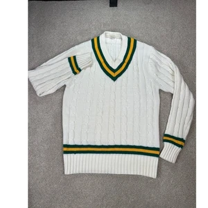 Suéter de Cricket Bukta De Colección Tejido por Cable Blanco Universidad Preppy Rayas Para Hombres Grande - Imagen 1 de 9