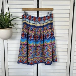 Sundance Catalog 100% Linen A-Line Skirt Colorful Southwest Aztec Print Size S - Picture 1 of 8