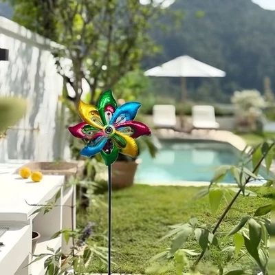 Spinner Decor Outdoor Garden Display Colorful Windmill Vibrant Visual Appeal - Image 1 of 4