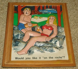 Vintage 1960-70s Vacuum Plastic Sign MAN CAVE BAR Humorous 3D Sign - Picture 1 of 4