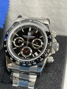 Pagani Design Men's Quartz 40mm Watch Black Dial SS Silver PD-1644 - Picture 1 of 11