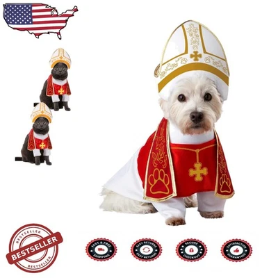 Disfraz de Sabueso Santo Mascota Pequeño - Capa Roja, Cruz Dorada, Ajuste Cómodo Foto 1 de 4