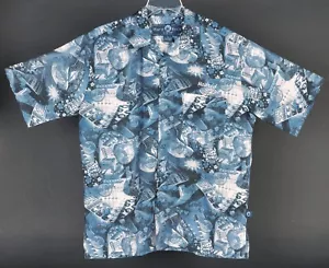 Hard Rock Cafe Madrid S/S Camp Hawaiian Shirt Mens M Guitars Drums Aloha - Picture 1 of 5