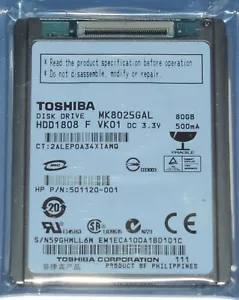 1.8" 80GB ZIF PATA HARD DRIVE HDD1818 MK8025GAL for macbook air Rev A1237 - Picture 1 of 4