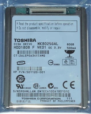 1.8" 80GB ZIF PATA HARD DRIVE HDD1818 MK8025GAL for macbook air Rev A1237 - Image 1 of 4