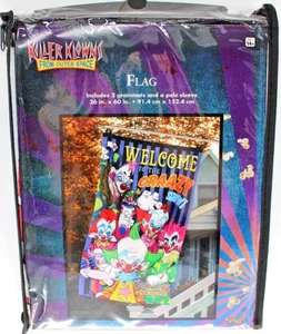 Killer Klowns Outer Space Flag Halloween Horror Show Party Banner Decoration - Picture 1 of 3