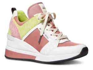 Michael KORS GEORGIE ICONIC ROSE MULTI MK LOGO WEDGE SNEAKERS US 11 I LOVE SHOES - Picture 1 of 5