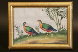 Peinture sur soie, perdrix, XIXème siècle / silk painting, 19th century - Imagen 1 de 4