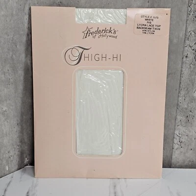 复古 90 年代 Fredericks of Hollywood P/S 白色大腿高背接缝长袜 — 第 1/4 张图片