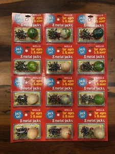 Lot of 12 Vintage Wells 1970s Jack Set (8 Metal Jacks) Sealed Uncut Sheet - Bild 1 von 4
