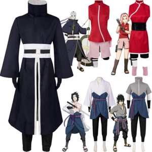 Naruto Shippuden Uchiha Sasuke Obito Sakura Cosplay Costume Set Anime Wig Outfit - Picture 1 of 30
