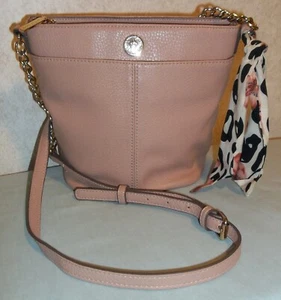 Anne Klein Faux Leather Pink Shoulder Chain Strap Purse Print Scarf Crossbody - Picture 1 of 7