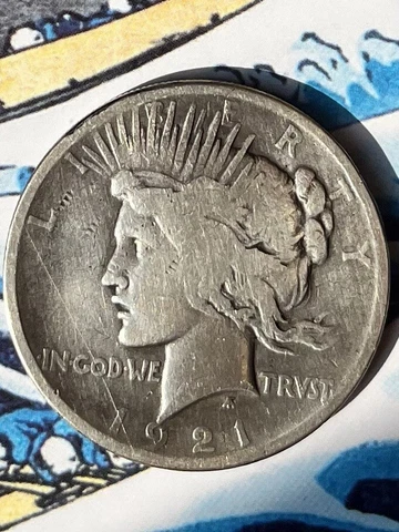 1921 Peace Dollar beautiful Deep Naturally Dark Toning Cover