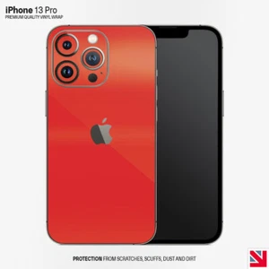 DRAGON RED Gloss iPhone 13 Pro Skin Decal Vinyl Sticker Wrap - Picture 1 of 1