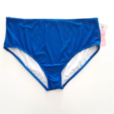 Summer Crush Juniors 2X Bikini Bottom High Waist Full Coverage Textured Blue - Image 1 of 4