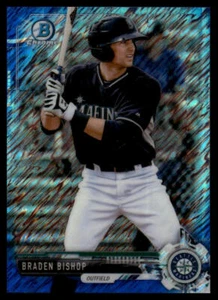 Braden Bishop 2017 Bowman Chrome Mini Blue Shimmer Refractor #BCP211 SN - Picture 1 of 2