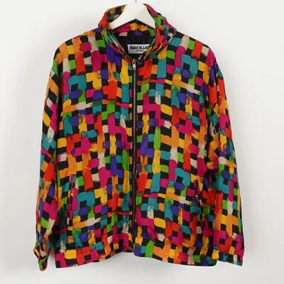 Chaqueta de seda vintage de los 80 con estampado de bloques de colores para mujer talla mediana Chris Allan Foto 1 de 4