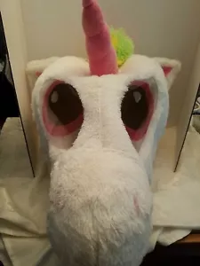 DAN DEE UNICORN PINK HORN RAINBOW MANE MASCOT OVERSIZED MASK COSPLAY PLUSH HEAD - Picture 1 of 7