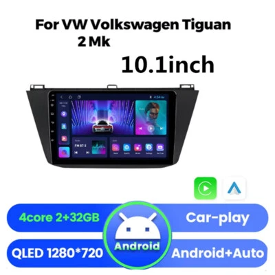 10in Android Radio For VW Tiguan 16-19Car Machine Carplay Multimedia Player Navi - Image 1 of 4