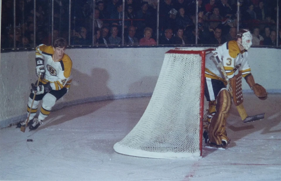 IMPRESIÓN FOTOGRÁFICA DE HOCKEY DE LA NHL (4x6) BOBBY ORR GERRY CHEEVERS BOSTON BRUINS Foto 1 de 1