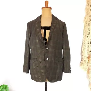 Hart Schaffner Marx silk Tartan coat suit jacket 40s Vintage Tweed plaid barber - Foto 1 di 11