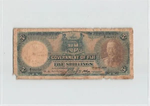 FIJI 5 Shillings 1934, P-31b Wright / Craig / Boyd, B/1 89,930 KGV Rare, Fair E1 - Picture 1 of 2