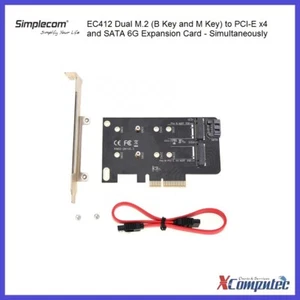 Simplecom EC412 Dual M.2 SSD (SATA + NVMe) to PCI-E x4 and SATA Expansion Card - Picture 1 of 1