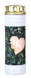 Candela tomba luce eterna riciclata - motivo edera/cuore - candela commemorativa ecologica - Foto 1 di 1