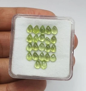 22 Pcs Natural AAA Green Peridot Lot Pear Cabochon Loose Gems 6.90 Ct 4.8x3.5MM - Picture 1 of 6