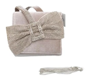 Diamante Handbag Womens Ribbon Velvet Clutch By Koko Parties Weddings - Picture 1 of 10