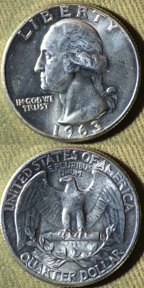 Error : 1963 Washington Quarter Double Die BU IRUS991 - Image 1 of 1