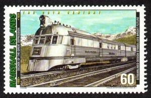 MARSHALL ISLANDS, SCOTT # 657-F, MNH STREAMLINED DESIGN TRAINS SET NEW RECORDS - Picture 1 of 1