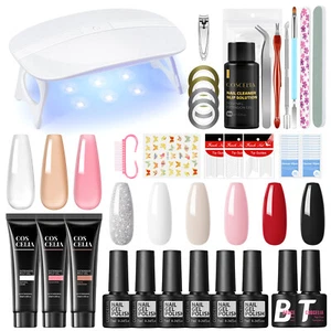 Poly Nail Gel Kit with 6W UV LED Lamp Gel Nail Polish Starter Kit Manicure Tools - Picture 1 of 17