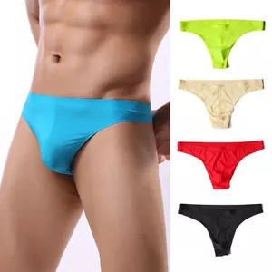 Men's Sexy Semi-Transparent Thongs Sexy And Silky Stylish Mens Underwear Bikini - Picture 1 of 19
