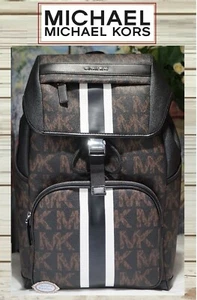 NEU MIT ETIKETT MICHAEL KORS Herren COOPER Sport Rucksack Backpack in BRAUN SCHWARZ Streifen MKsig - Bild 1 von 12