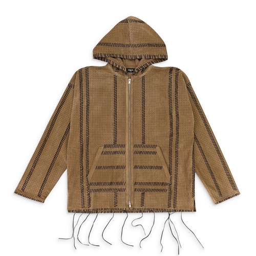 GIACCA IN PELLE VISONE ANTRACITE TRAFORATA AMIRI NUOVA CON ETICHETTE TAGLIA 48 $4490