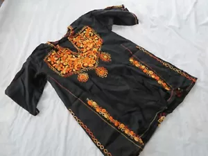 Women's Blouse Tunic . Black Orange Medium Vintage 70s - Picture 1 of 9